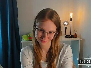 Very petite skinny brunette solo glasses teen