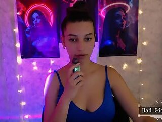 Very cute slim teen babe with hot natural big boobs