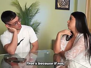 Busty stepmother learns her stepson has never had sex, so she wants to be his first.