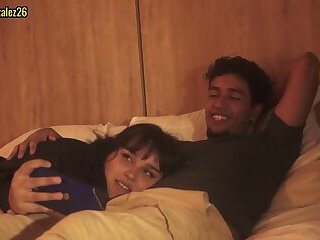 My stepsister is resting on my lap and I couldn't help getting an erection; her reaction says it all