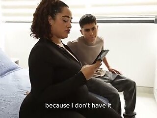 STEPMOTHER WHIT BIG ASS AND STEPSON SHARE A BED IN A HOTEL ROOM